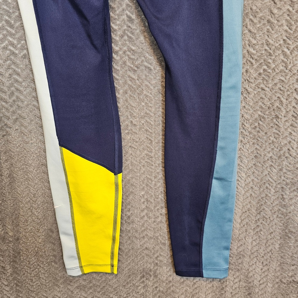 Nike Dri-FIT Womens Colorblock Leggings‎ Navy Blue Yellow Athletic Tights Small - Picture 9 of 11